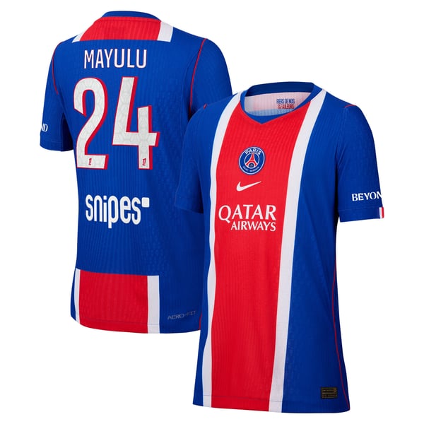 Maillot Domicile Match PSG Nike Aero-FIT 26/27 - Enfant avec flocage Mayulu 24