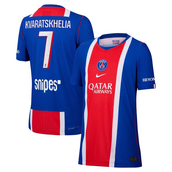 Maillot Domicile Match PSG Nike Aero-FIT 26/27 - Enfant avec flocage Kvaratskhelia 7