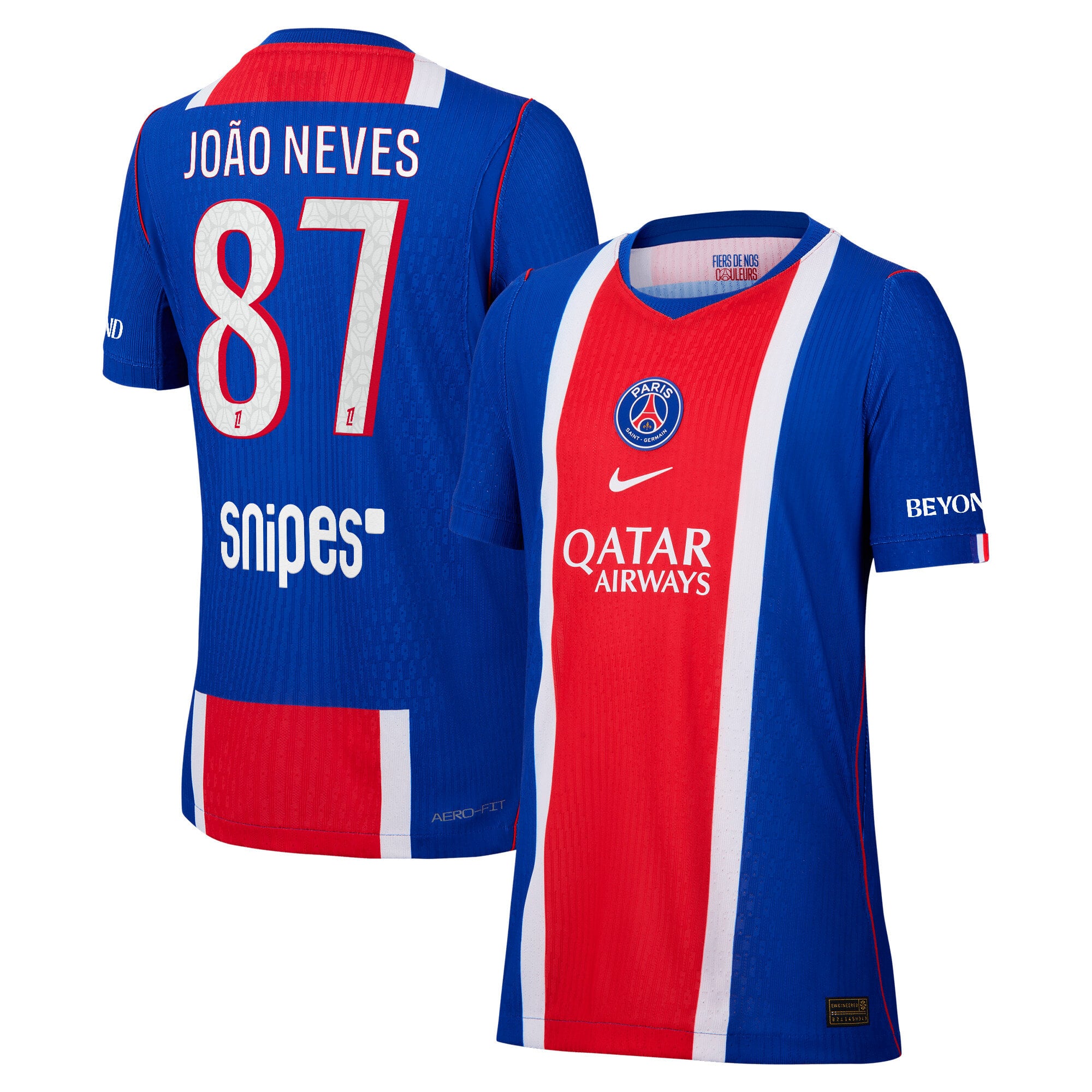 Maillot Domicile Match PSG Nike Aero-FIT 26/27 - Enfant avec flocage João Neves 87