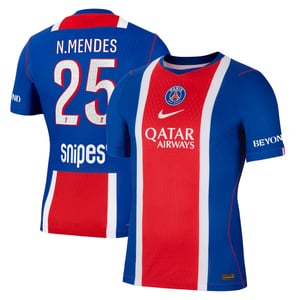 Maillot Domicile Match PSG Nike Aero-FIT 26/27 avec flocage N.Mendes 25, vue 1
