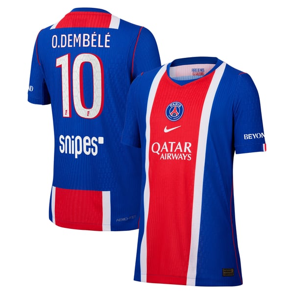 Maillot Domicile Match PSG Nike Aero-FIT 26/27 - Enfant avec flocage O.Dembélé 10