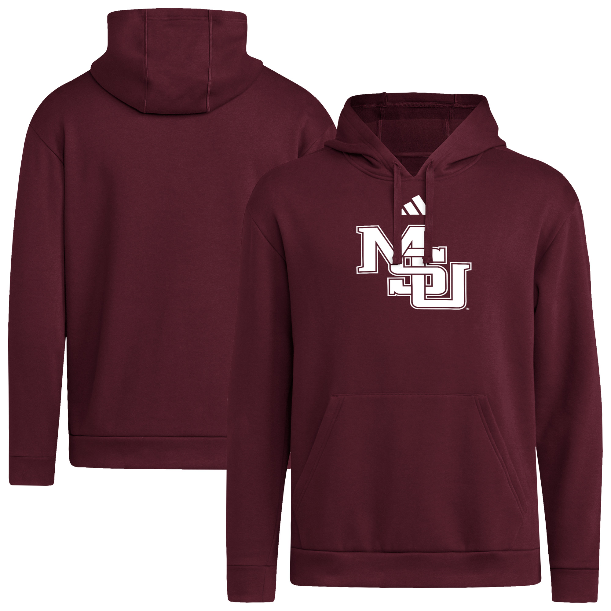Men's adidas  Maroon Mississippi State Bulldogs Interlock Logo Fleece Pullover Hoodie