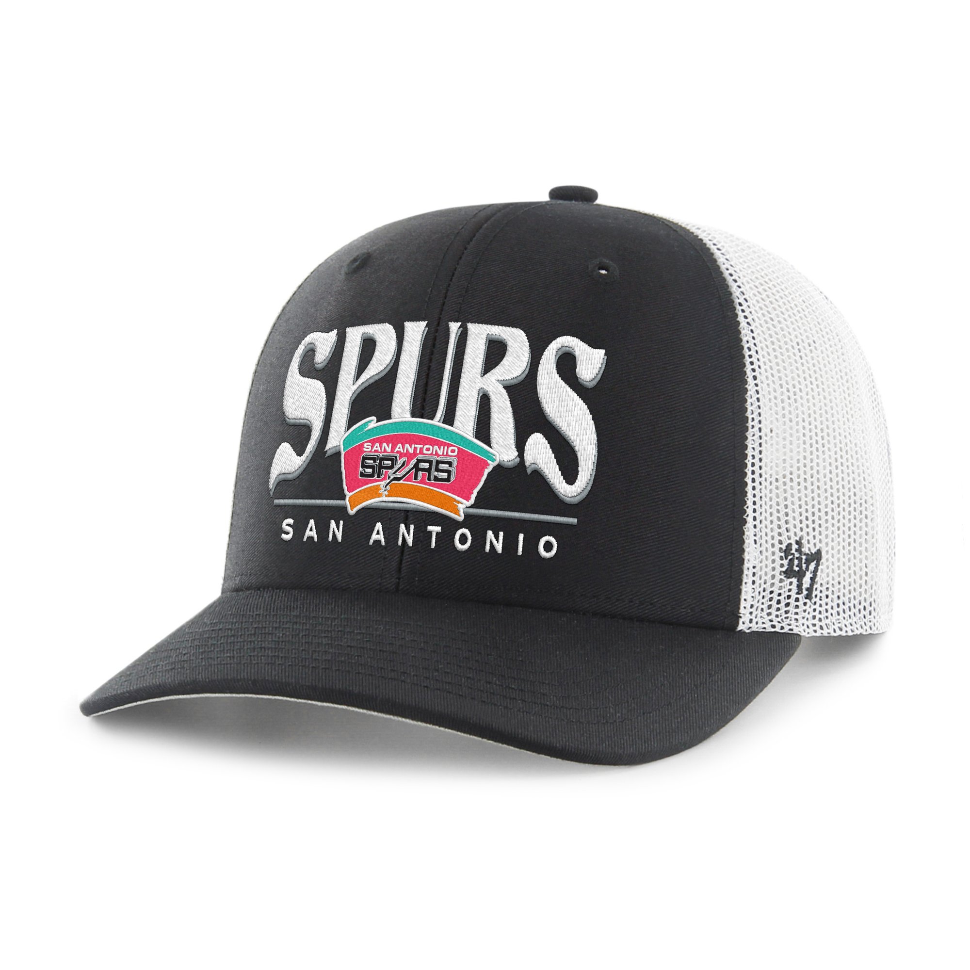 Men's '47 Black San Antonio Spurs Domestic Arid Trucker Adjustable Hat