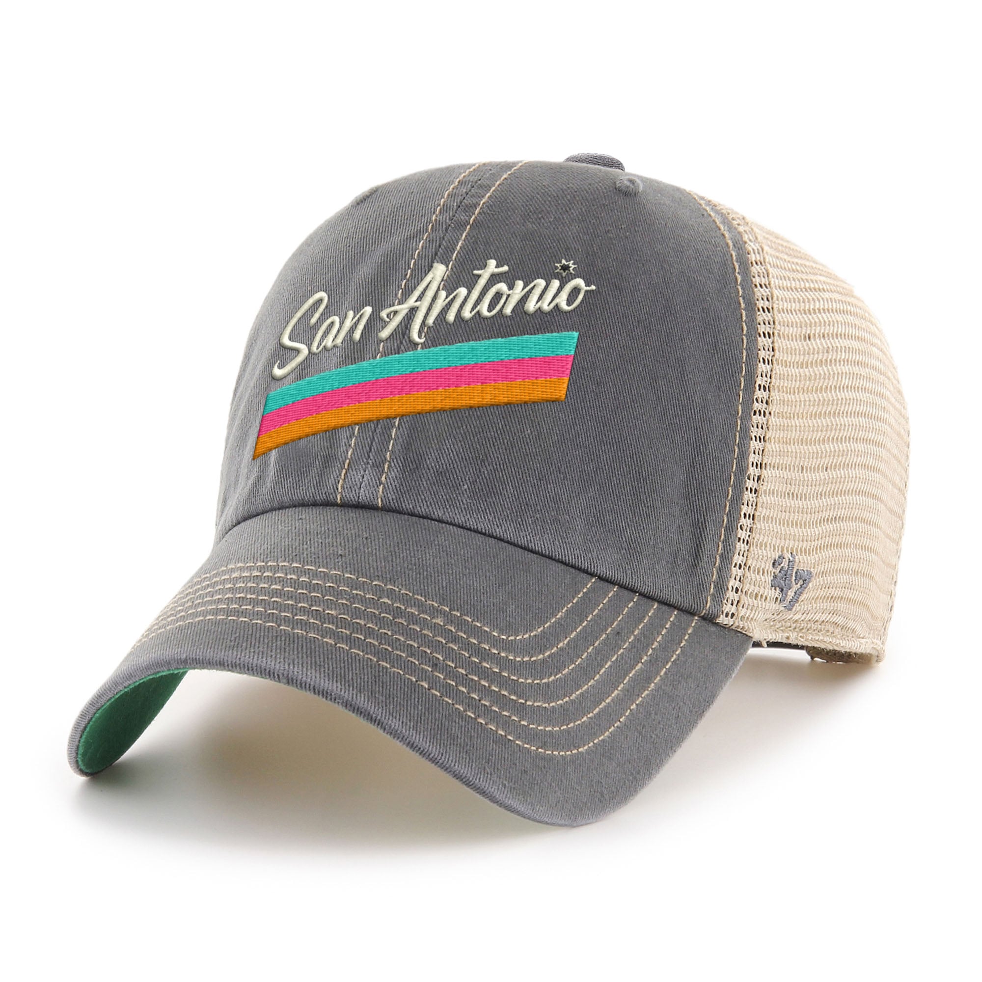 Men's '47 Gray San Antonio Spurs Trawler Hardwood Classics Clean Up Trucker Adjustable Hat