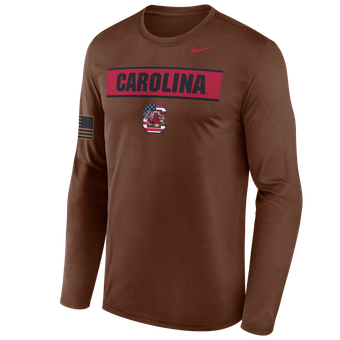 Men's Nike Brown South Carolina Gamecocks 2026 Military Appreciation Dri-FIT Long Sleeve T-Shirt