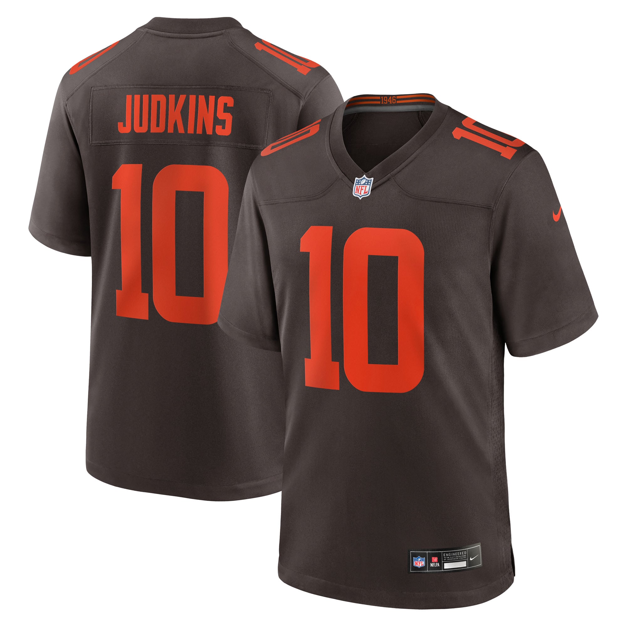 Cleveland Browns Maglia Gara Nike Game Alternate - Marrone - Quinshon Judkins - Uomo