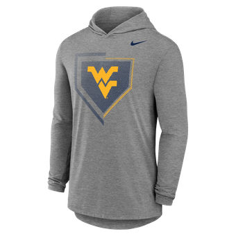 Men's Nike Gray West Virginia Mountaineers 2026 NCAA Baseball Men's College World Series Dugout Long Sleeve Hooded T-Shirt