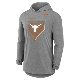 Men's Nike Gray Texas Longhorns 2026 NCAA Baseball Men's College World Series Dugout Long Sleeve Hooded T-Shirt