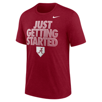 Men's Nike Crimson Alabama Crimson Tide 2026 NCAA Baseball Men's College World Series Dugout Tri-Blend T-Shirt