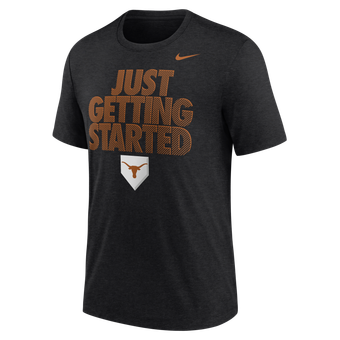 Men's Nike Heather Black Texas Longhorns 2026 NCAA Baseball Men's College World Series Dugout Tri-Blend T-Shirt
