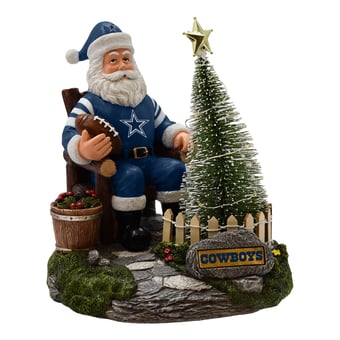 The Memory Company Dallas Cowboys Santa Figurine with LED Tree