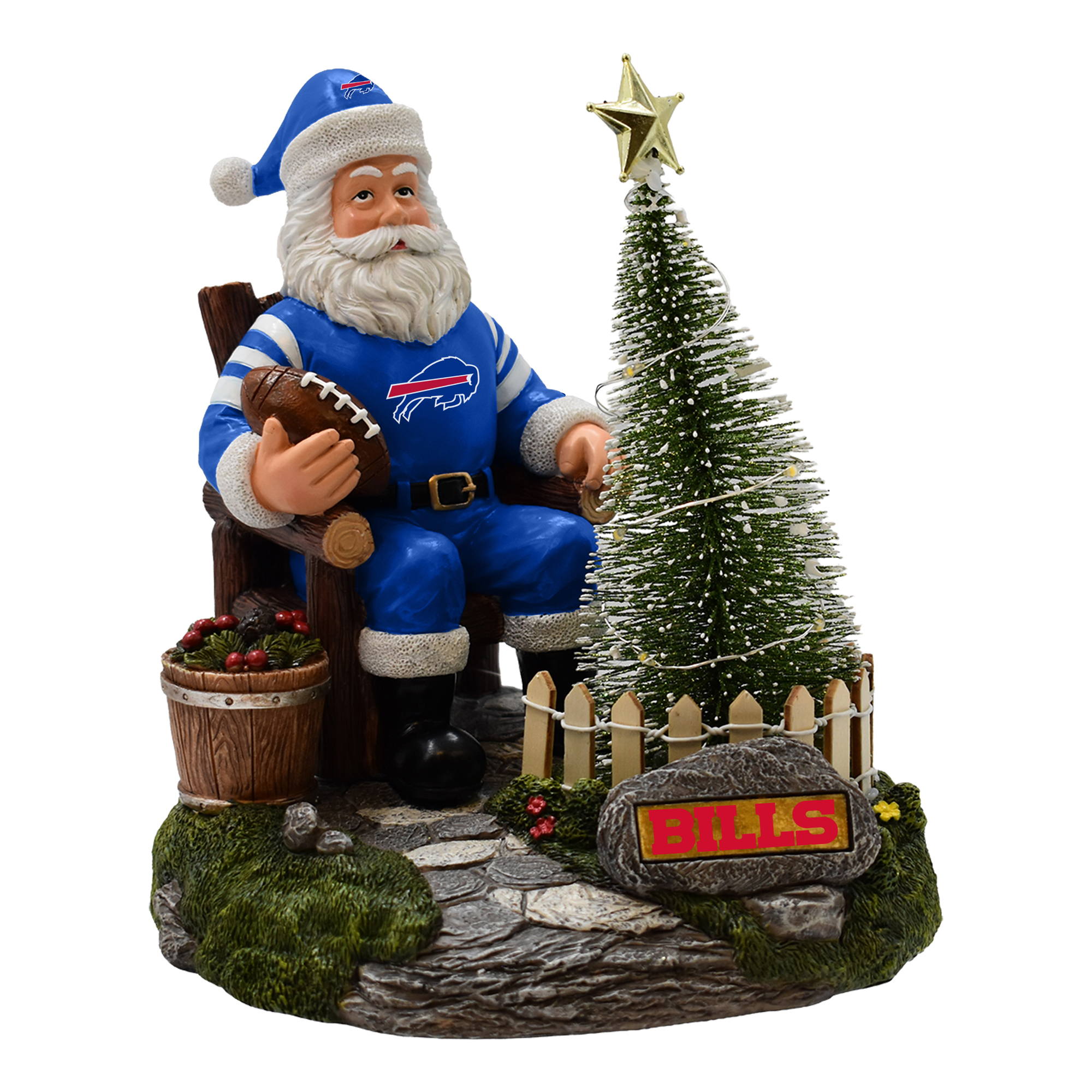 The Memory Company Buffalo Bills Santa Figurine with LED Tree