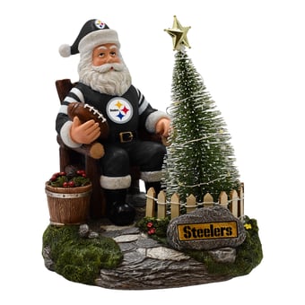 The Memory Company Pittsburgh Steelers Santa Figurine with LED Tree