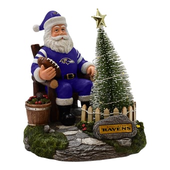 The Memory Company Baltimore Ravens Santa Figurine with LED Tree