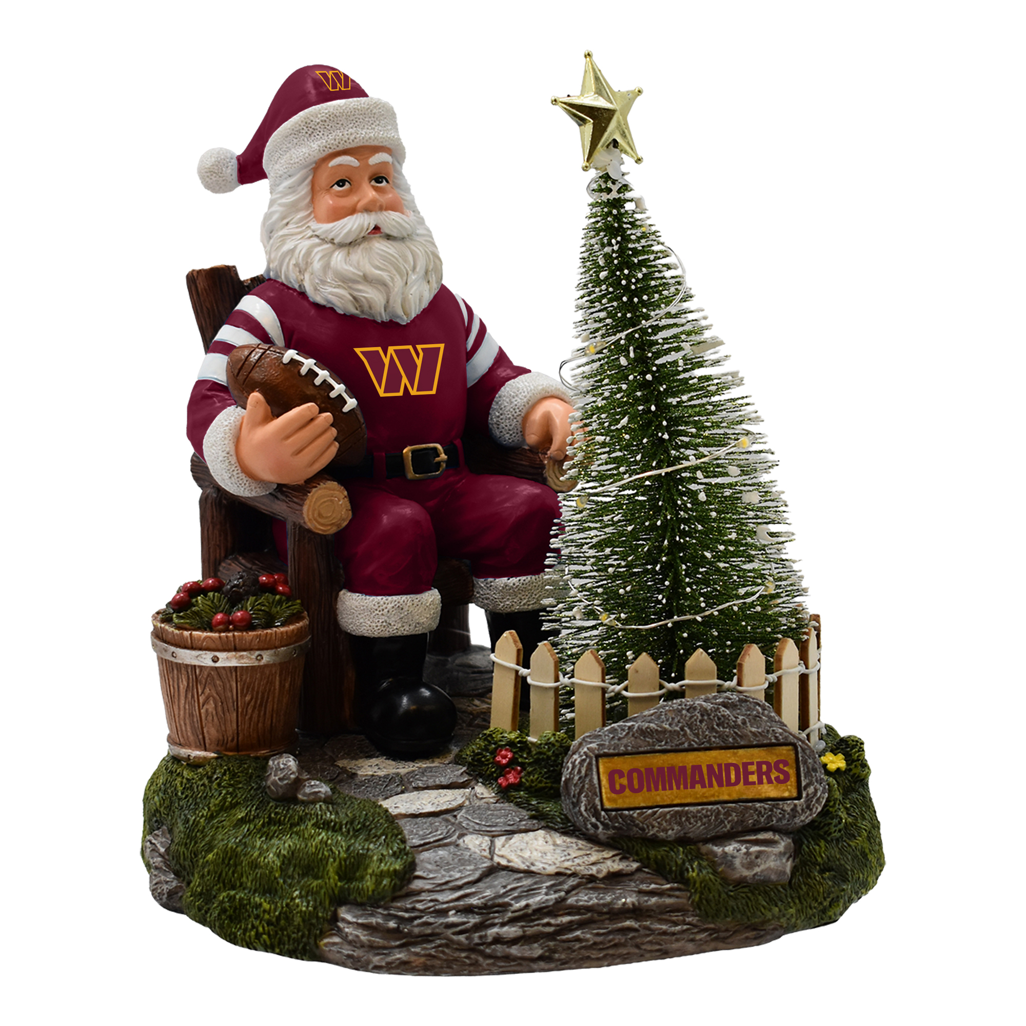 The Memory Company Washington Commanders Santa Figurine with LED Tree