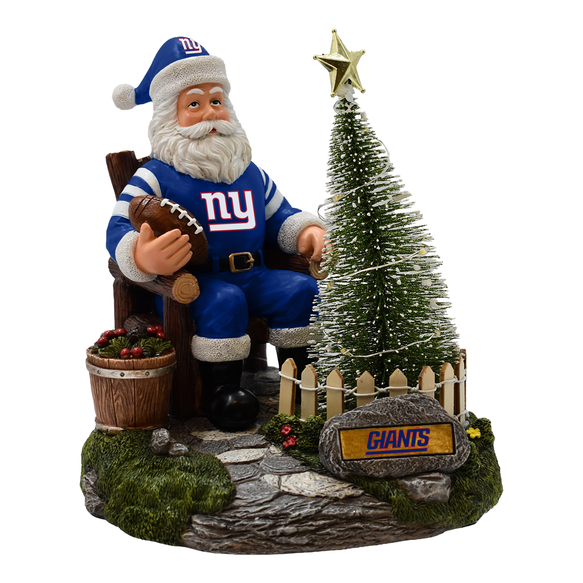 The Memory Company New York Giants Santa Figurine with LED Tree