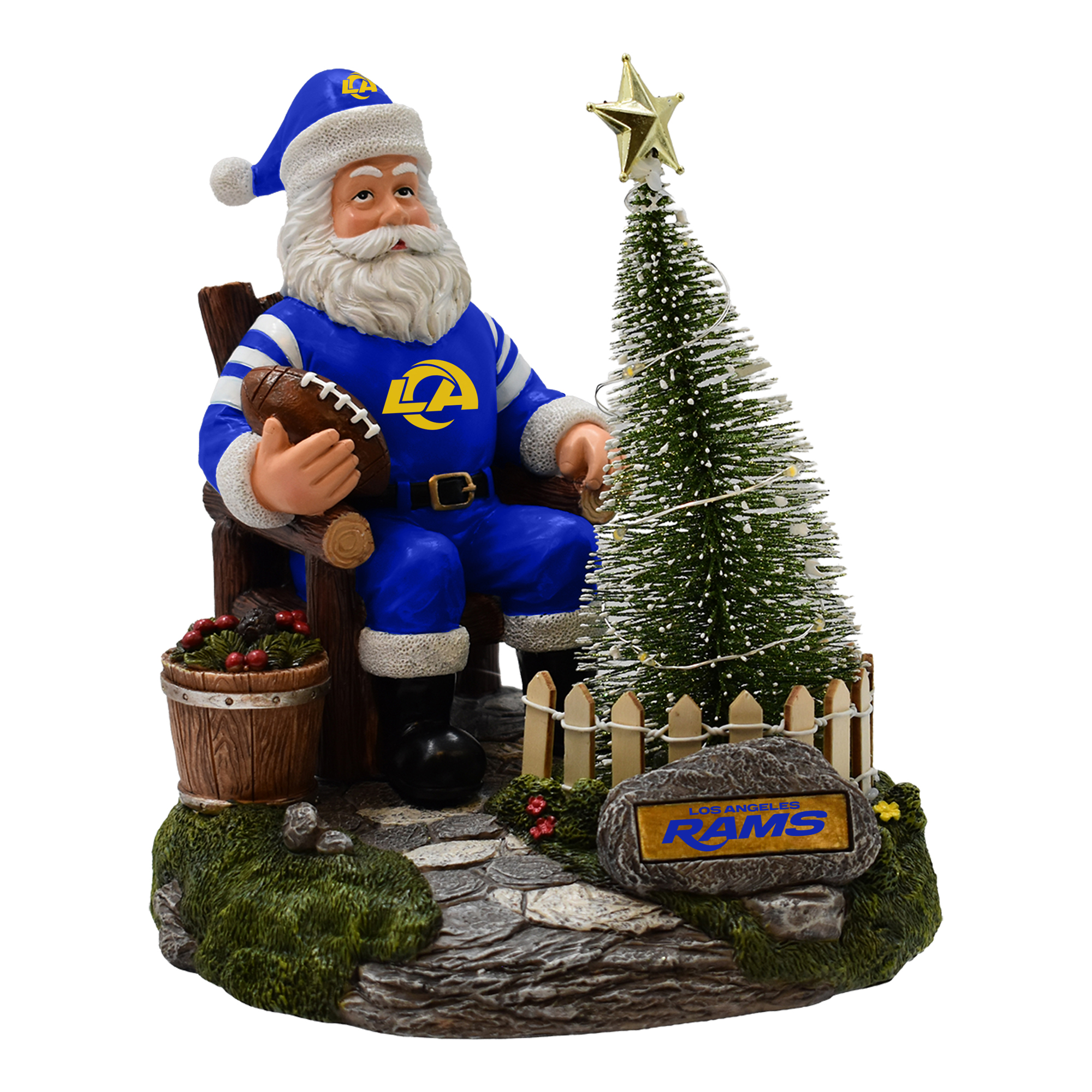 The Memory Company Los Angeles Rams Santa Figurine with LED Tree