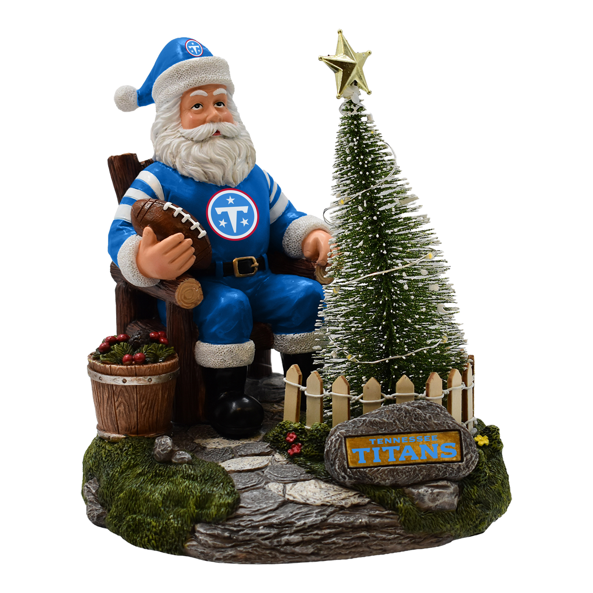 The Memory Company Tennessee Titans Santa Figurine with LED Tree