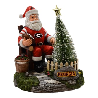 The Memory Company Georgia Bulldogs Santa Figurine with LED Tree