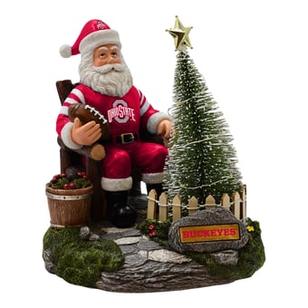 The Memory Company Ohio State Buckeyes Santa Figurine with LED Tree