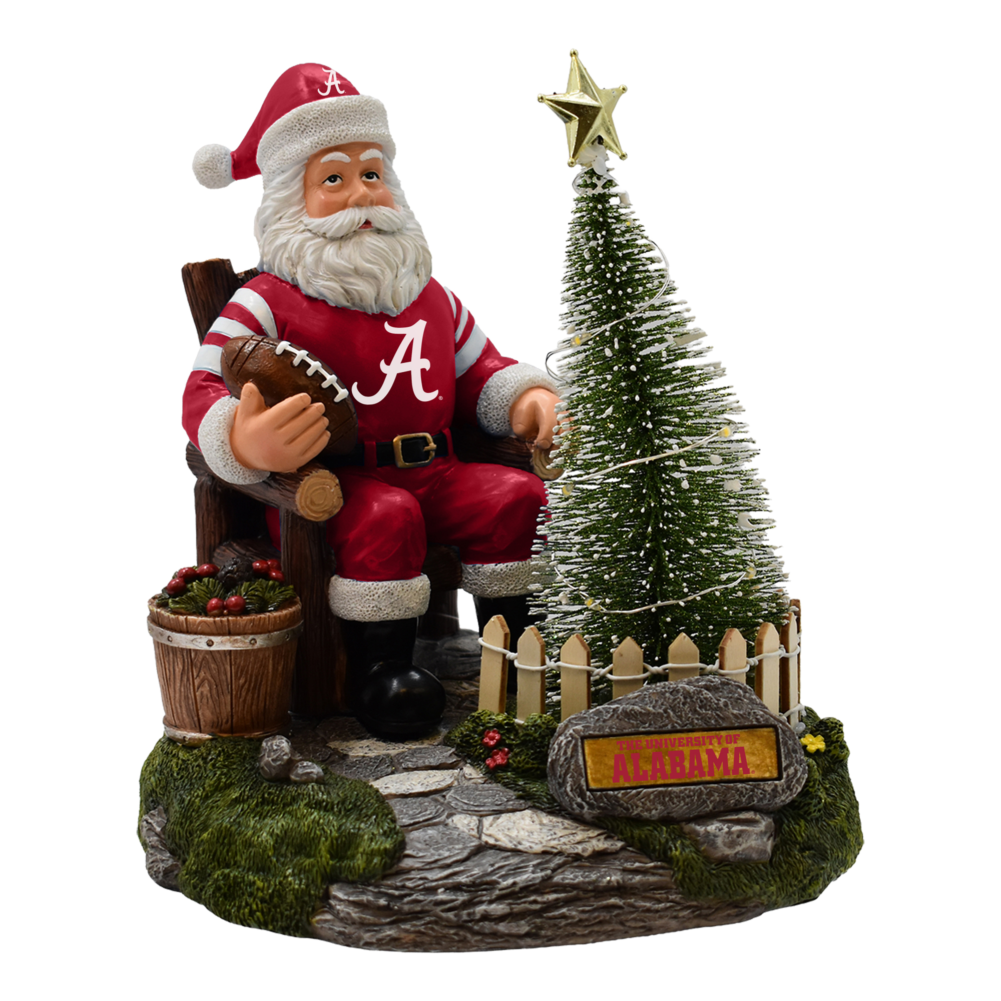 The Memory Company Alabama Crimson Tide Santa Figurine with LED Tree