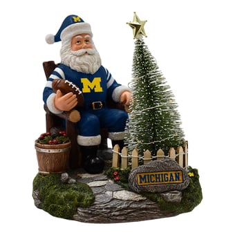 The Memory Company Michigan Wolverines Santa Figurine with LED Tree