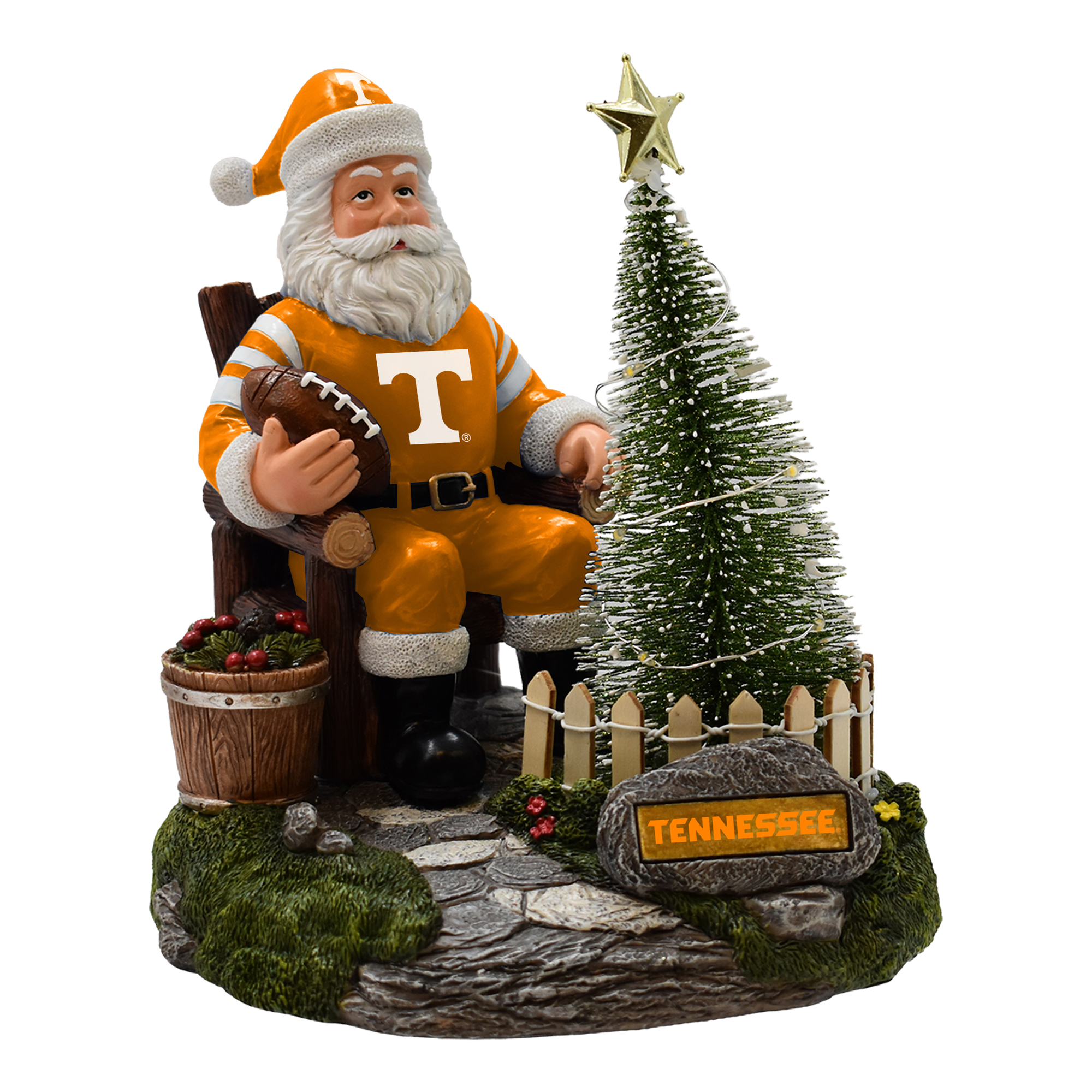 The Memory Company Tennessee Volunteers Santa Figurine with LED Tree