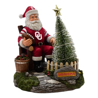 The Memory Company Oklahoma Sooners Santa Figurine with LED Tree