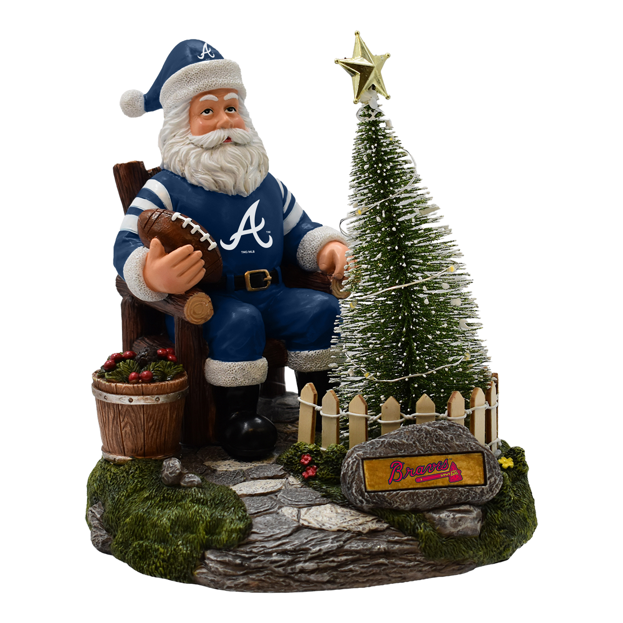 The Memory Company Atlanta Braves Santa Figurine with LED Tree