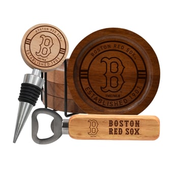 The Memory Company Boston Red Sox Coaster, Bottle Opener & Wine Stopper Set