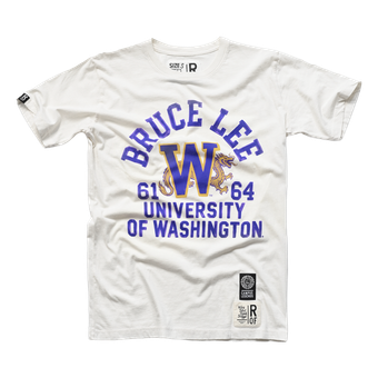 Men's Roots of Fight x Bruce Lee x Washington Huskies White Campus Legend T-Shirt
