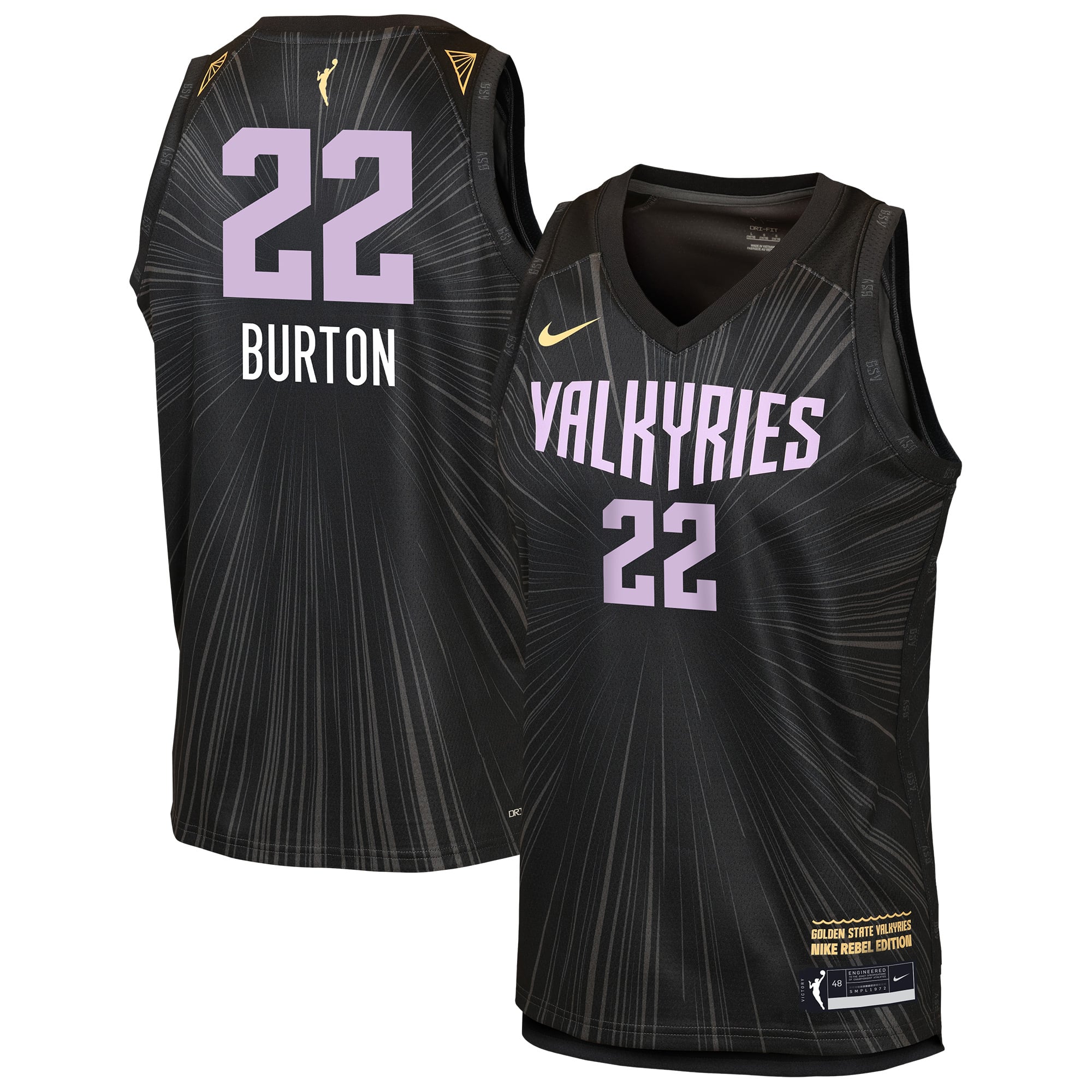 Nike Big Boys' and Girls' Veronica Burton Anthracite Golden State Valkyries Victory Rebel Edition Jersey - Anthracite