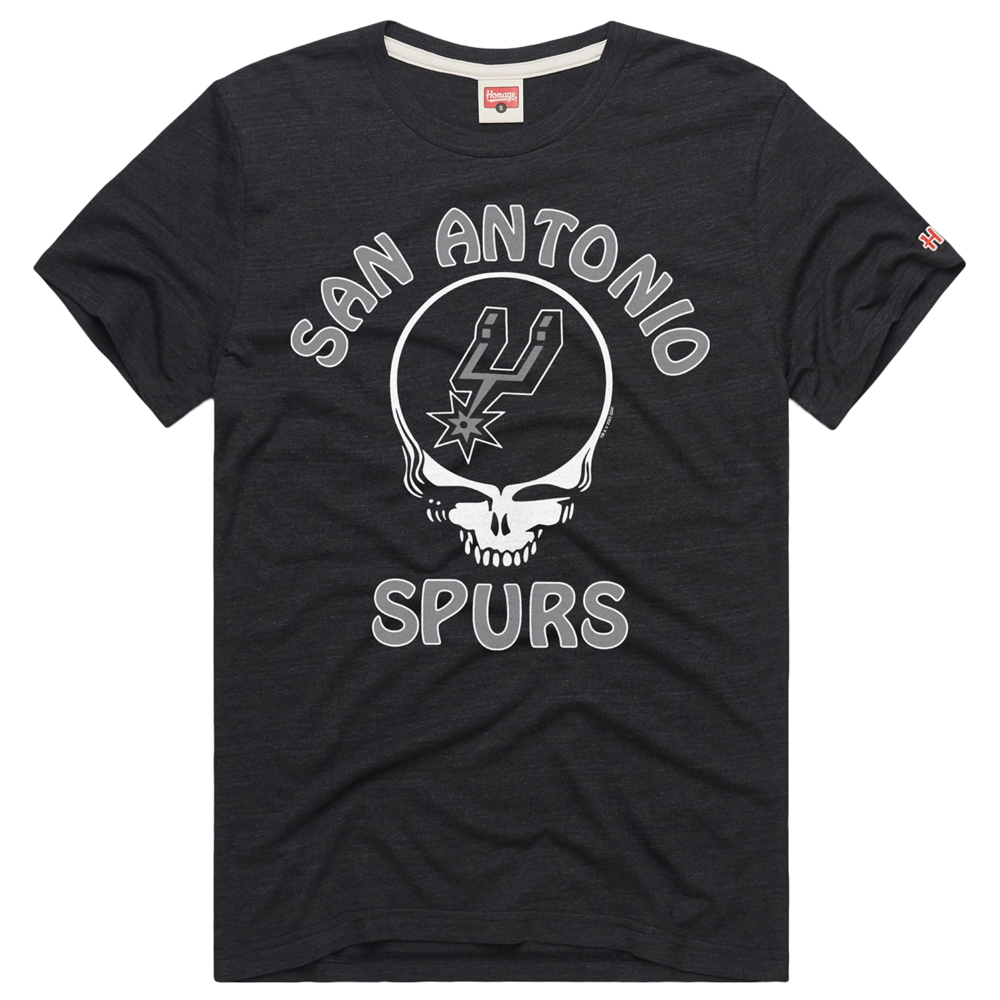 Unisex Homage Charcoal San Antonio Spurs x The Grateful Dead Tri-Blend T-Shirt
