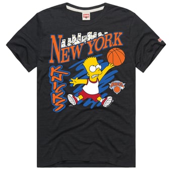 Unisex Homage Charcoal New York Knicks x The Simpsons Bart Tri-Blend T-Shirt