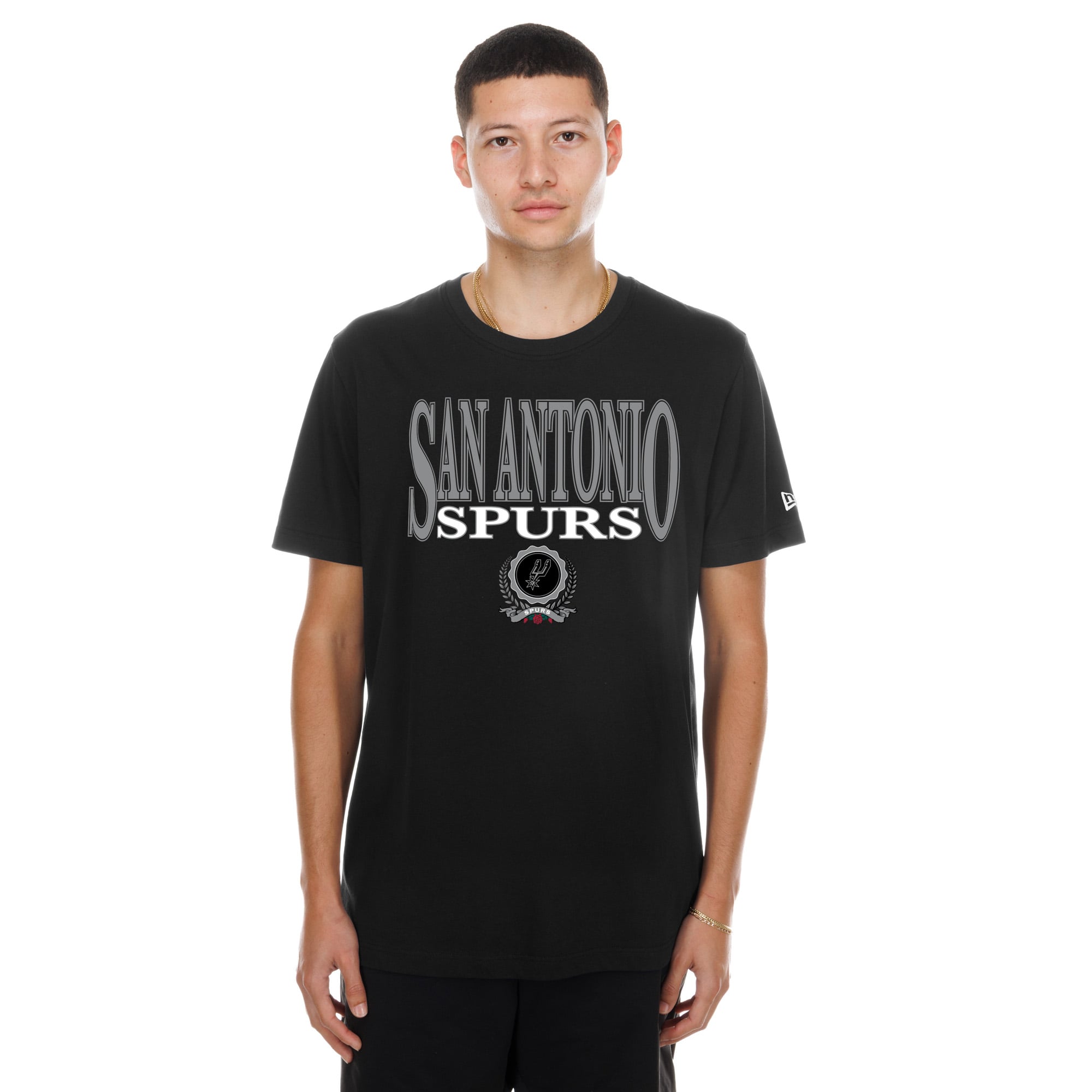 Men's New Era  Black San Antonio Spurs Chest Stamp T-Shirt