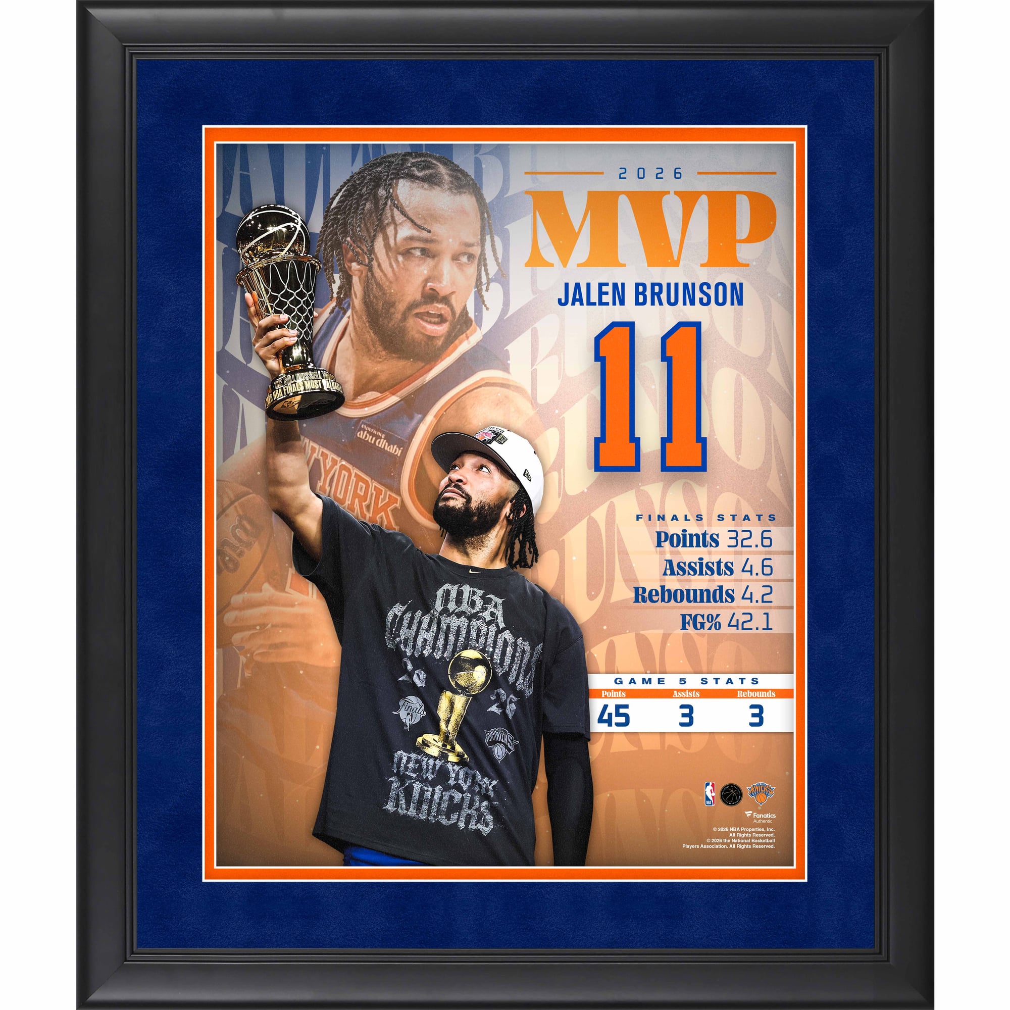 Jalen Brunson New York Knicks 2026 NBA Finals Champions Framed 16" x 20" MVP Collage