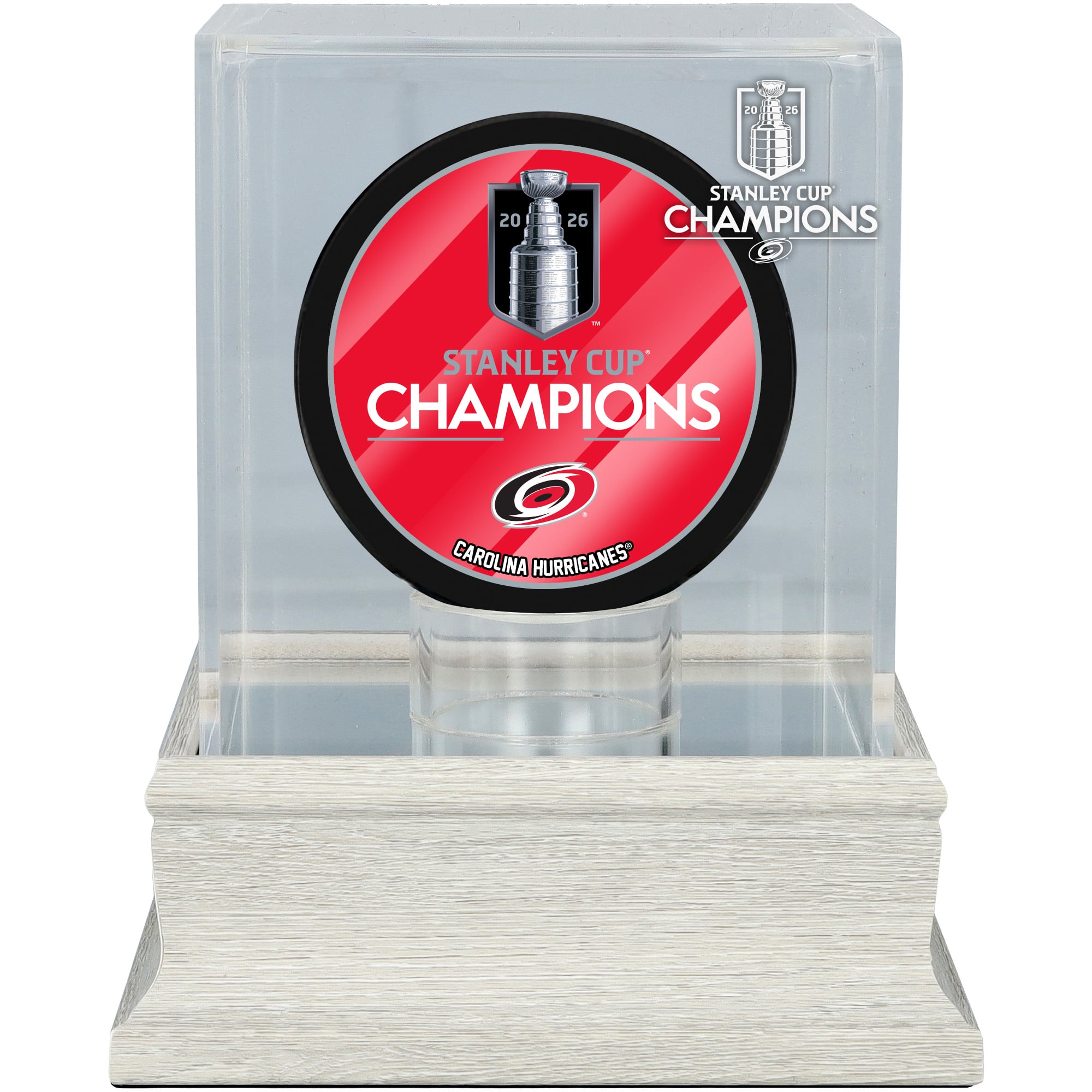 Carolina Hurricanes 2026 Stanley Cup Champions Slate Gray Hockey Puck Logo Display Case – UV Protected