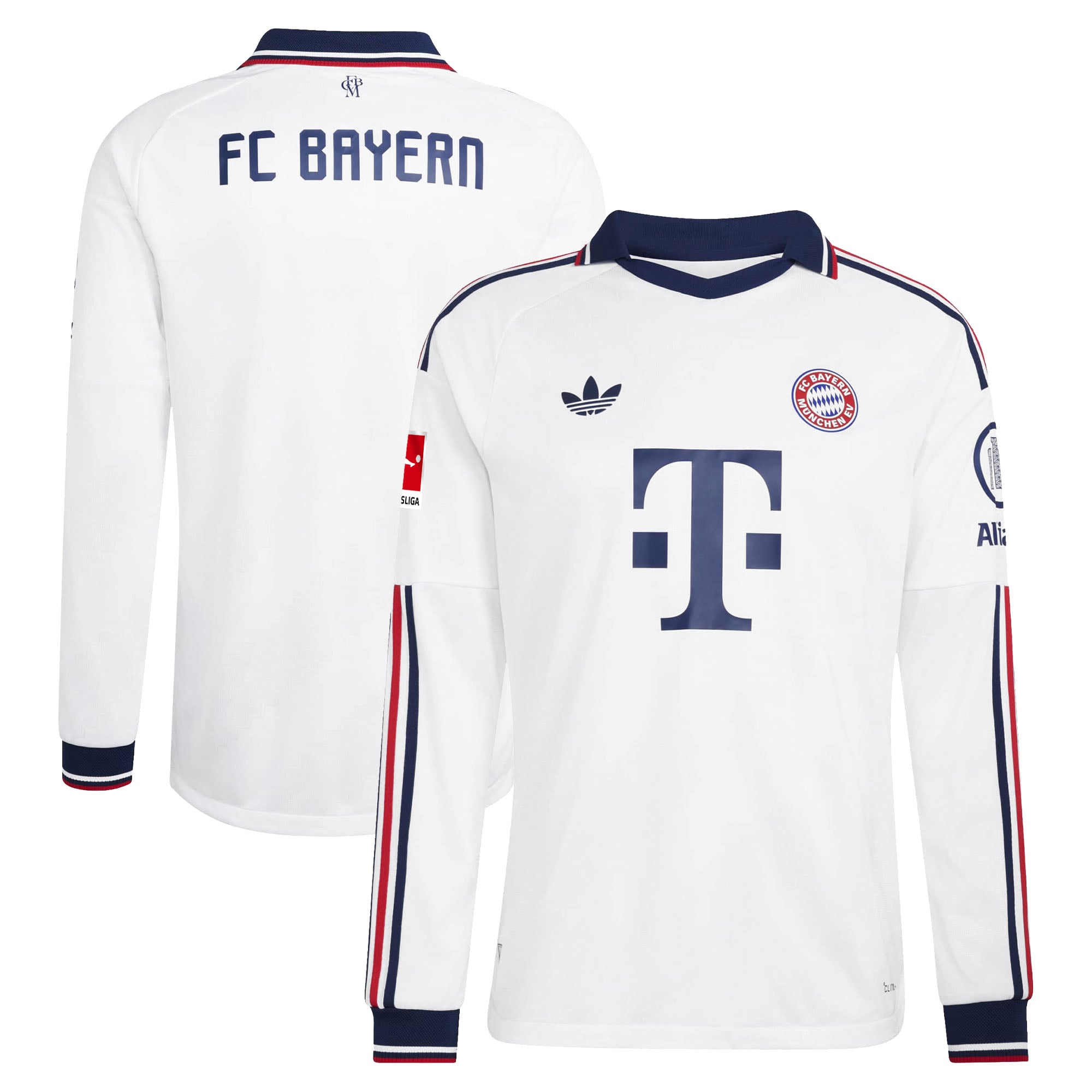 Men's adidas  White Bayern Munich 2026/27 Away On-Field Authentic Long Sleeve Patch Jersey