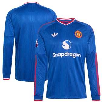 Men's adidas  Royal Manchester United 2026/27 Away On-Field Authentic Long Sleeve Patch Jersey