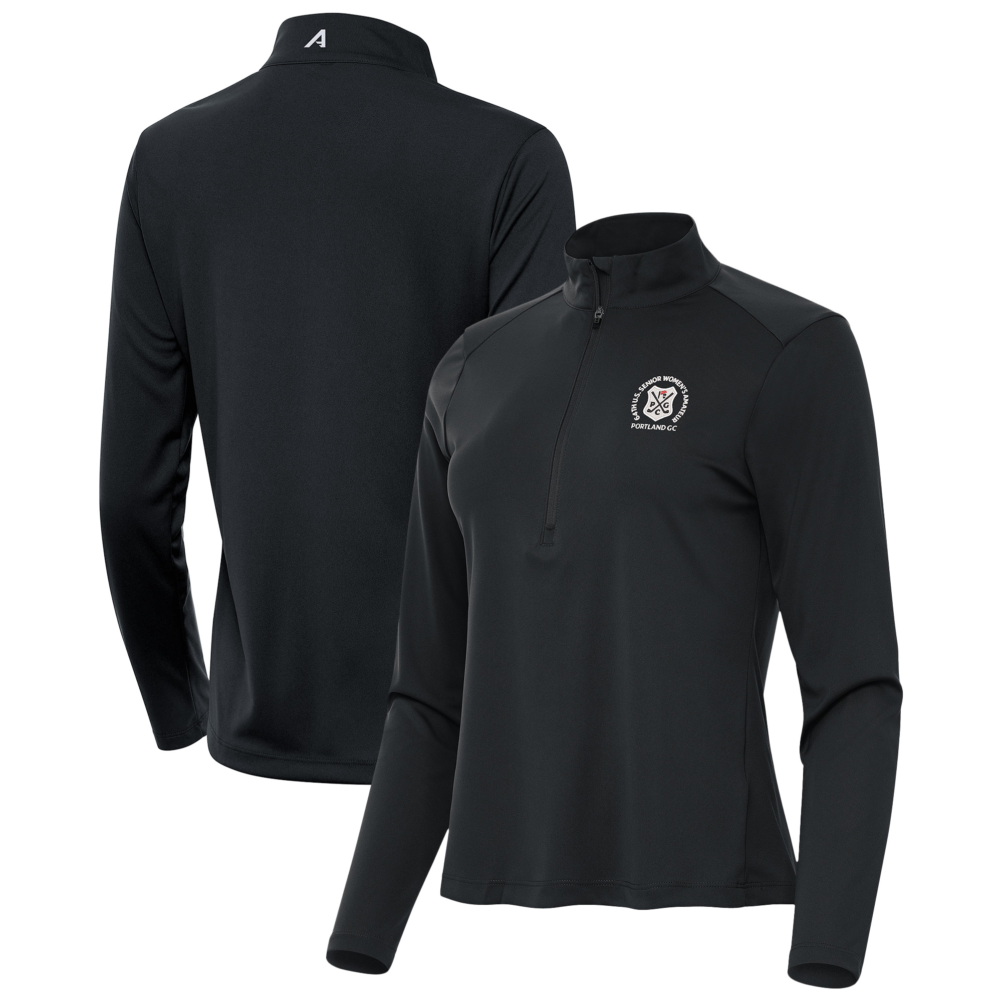Women’s 2026 U.S. Senior Women’s Amateur Antigua Black Tribute Half-Zip Pullover Top Women’s 2026 U.S. Senior Women’s Amateur Antigua Black Tribute Half-Zip Pullover Top