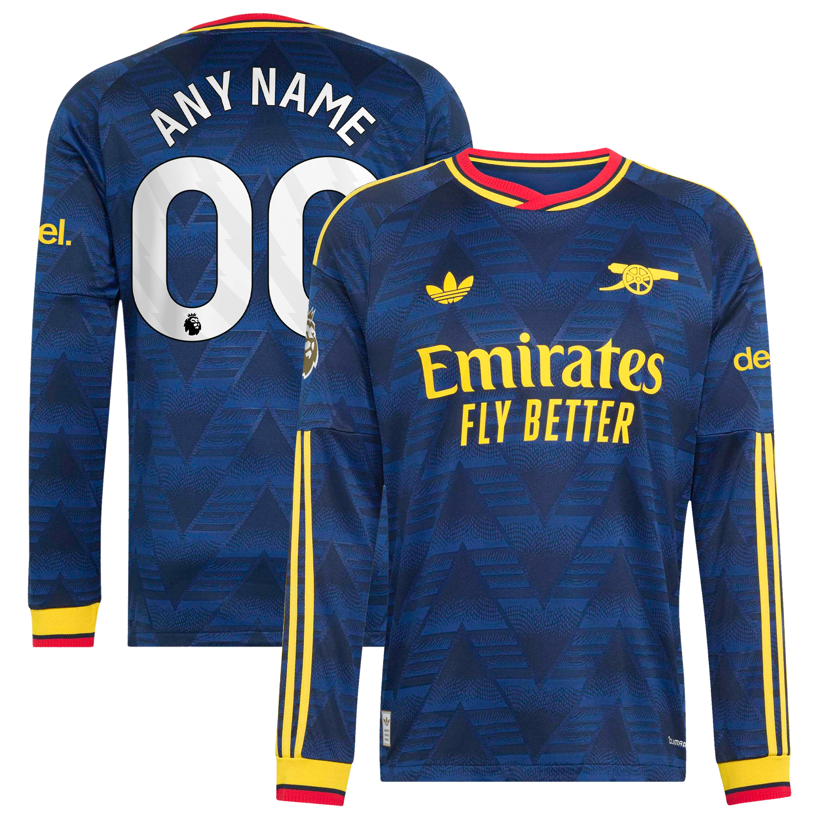 Men's adidas Navy Arsenal 2026/27 Away On-Field Authentic Custom Long Sleeve Jersey