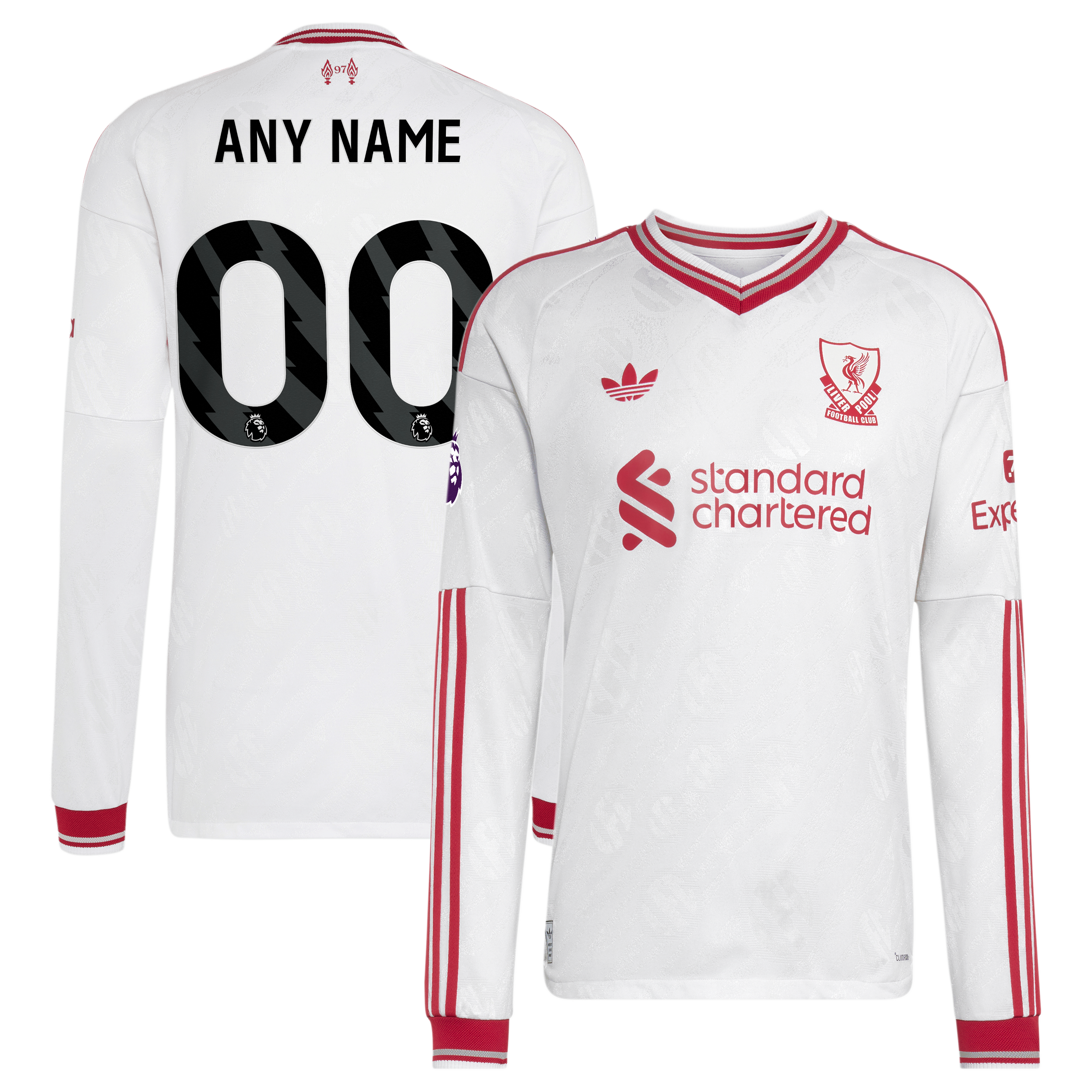 Men's adidas  White Liverpool 2026/27 Away On-Field Authentic Custom Long Sleeve Jersey