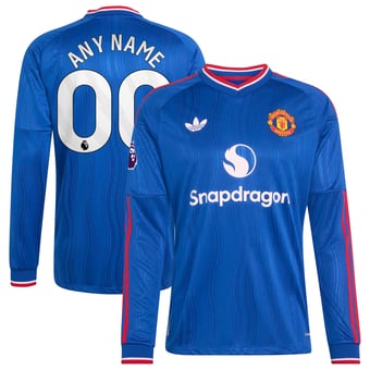 Men's adidas  Royal Manchester United 2026/27 Away On-Field Authentic Custom Long Sleeve Jersey