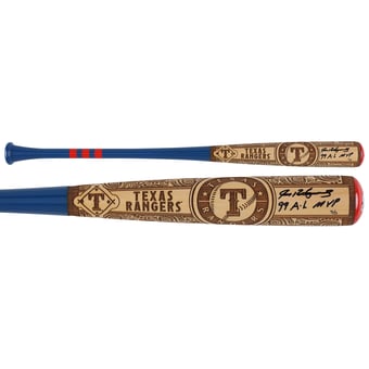 Ivan Rodriguez Texas Rangers Autographed Pillbox Bat Company Mural Series Bat with "99 AL MVP" Inscription - Limited Edition #5/5