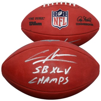 "Charles Woodson Green Bay Packers Autographed Duke Full Color Football with ""SB XLV Champ"" Inscription"