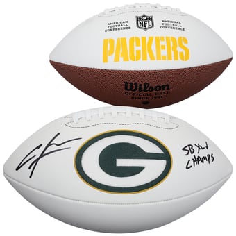 "Charles Woodson Green Bay Packers Autographed Wilson White Panel Football with ""SB XLV Champ"" Inscription"