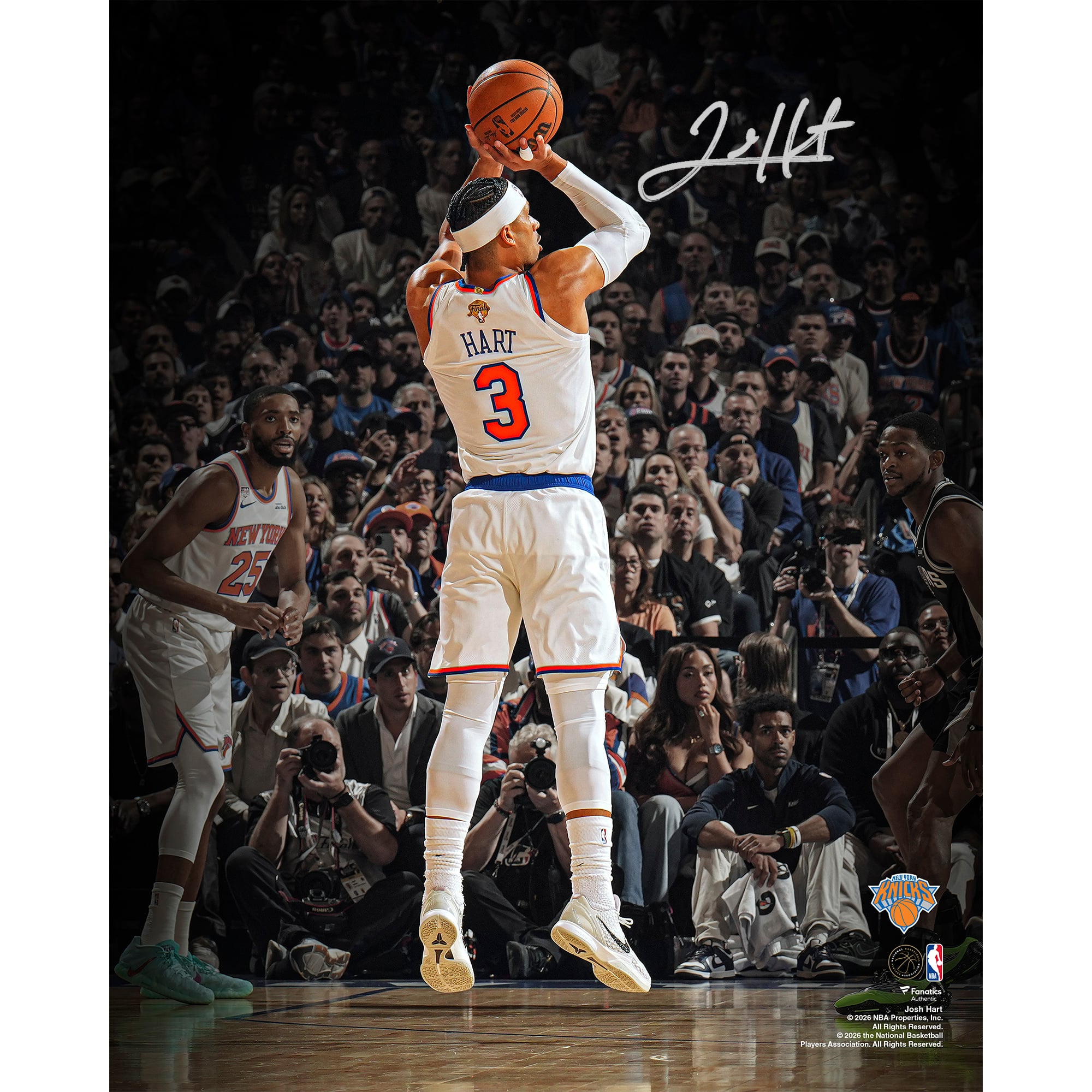Josh Hart New York Knicks Autographed 2026 NBA Finals Champions 16" x 20" Action Spotlight Photograph