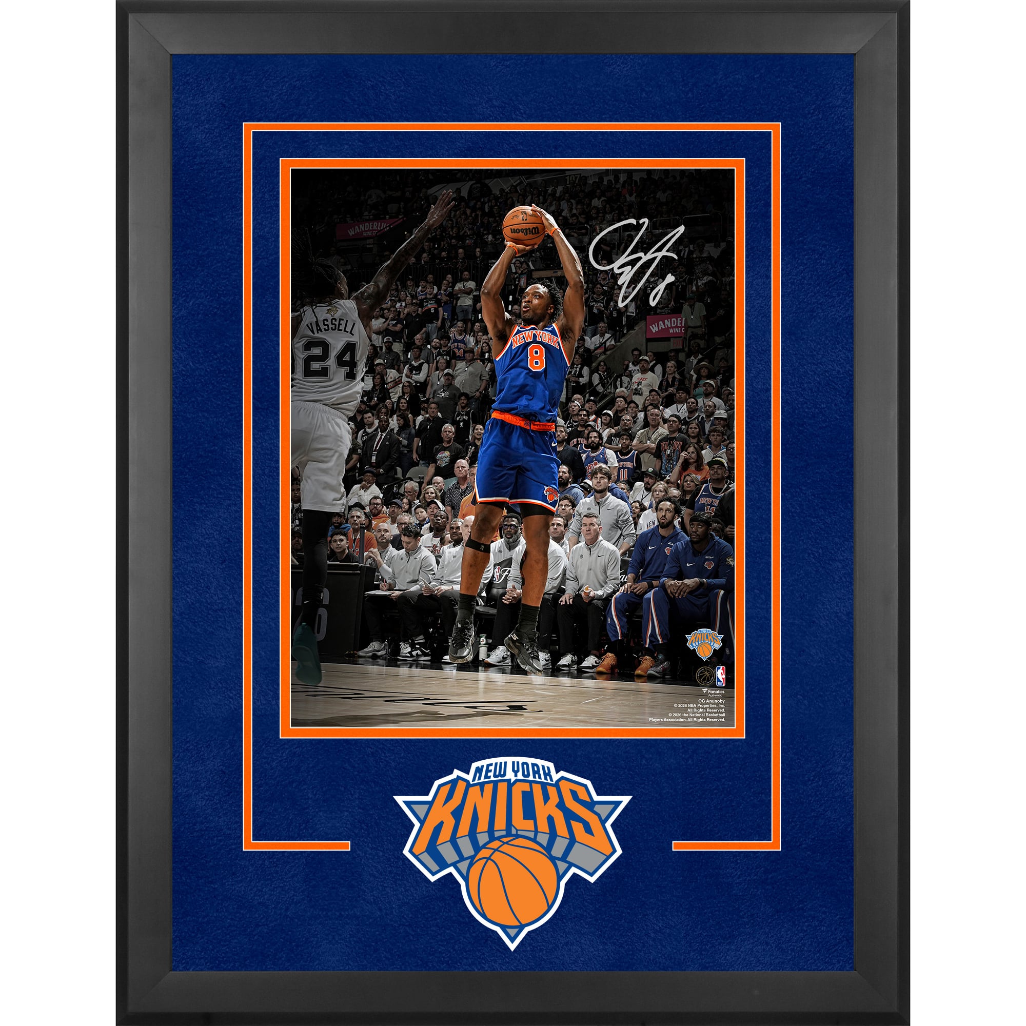OG Anunoby New York Knicks Autographed 2026 NBA Finals Champions Deluxe Framed 16" x 20" Action Spotlight Photograph