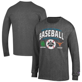 Unisex Champion Gray Texas Longhorns vs. Oregon Ducks 2026 NCAA Baseball Super Regional Matchup Long Sleeve T-Shirt