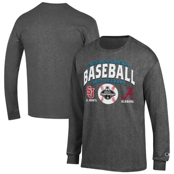 Unisex Champion Gray Alabama Crimson Tide vs. St. John's Red Storm 2026 NCAA Baseball Super Regional Matchup Long Sleeve T-Shirt